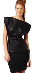 Dynamic And Unique Leather Combination Dress 