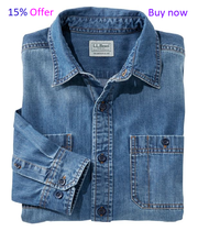 Buy now regular 100% cotton Denim long sleeve shirt.